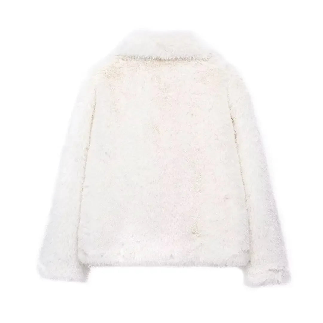 TRAF Women’s Faux Fur Plush Winter Coat